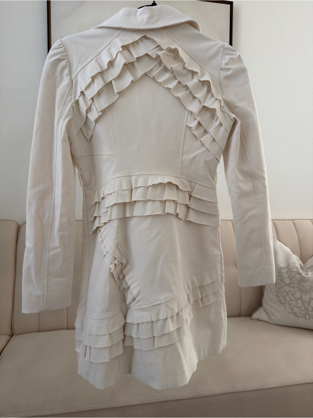 bebe Cream Ruffle-Trim Pea Coat - Picture 2 of 3